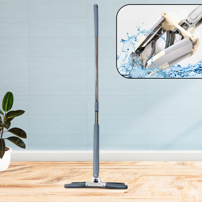 Wukusy 4874 X Shape microfiber flat mop with 360° flexible head, wet and dry cleaning, includes microfiber pads for home and kitchen cleaning.