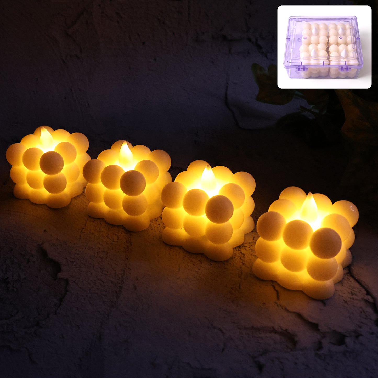 Decorative Led Bubble Candles (4 Pc  Set)