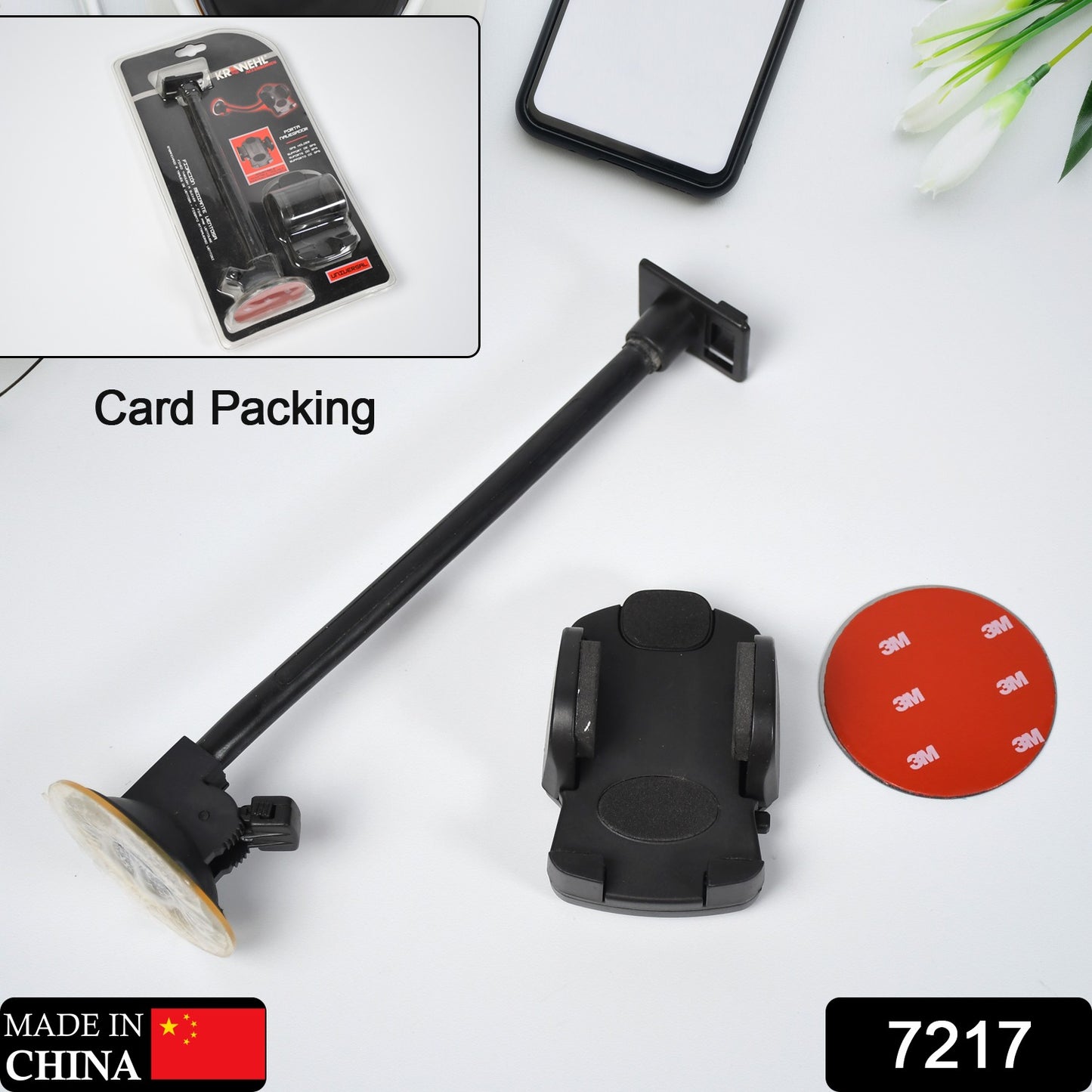 7217 Mobile Phone Holder Long 27cm For Car Windscreen Car Long  Phone Mount  Dashboard Mount Long Arm Cell Phone Holder With Strong Suction Cup
