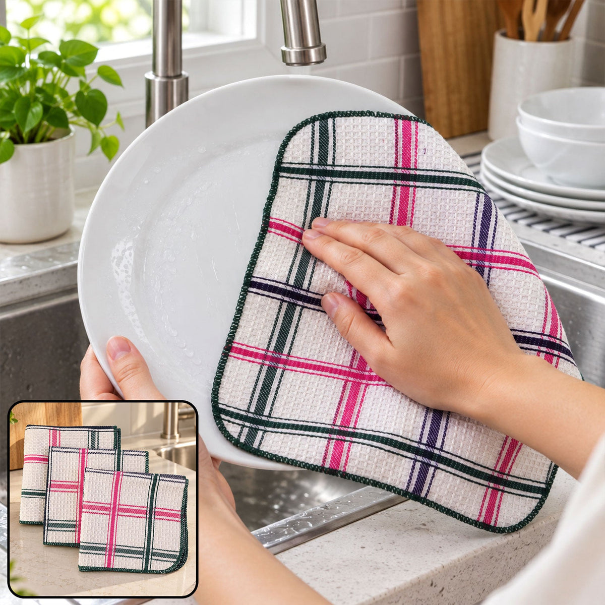 Multipurpose Dish Cleaning Cloth Set For Daily Kitchen Wiping (3 Pc 36x36 Cm)
