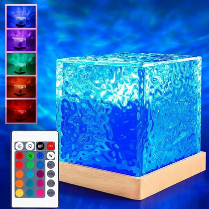 Crystal Cube LED Night Lamp with Remote RGB Color Changing Light