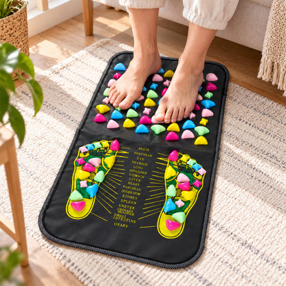 Wukusy acupressure foot massage mat with raised nodes and foot guide, 70 x 34cm