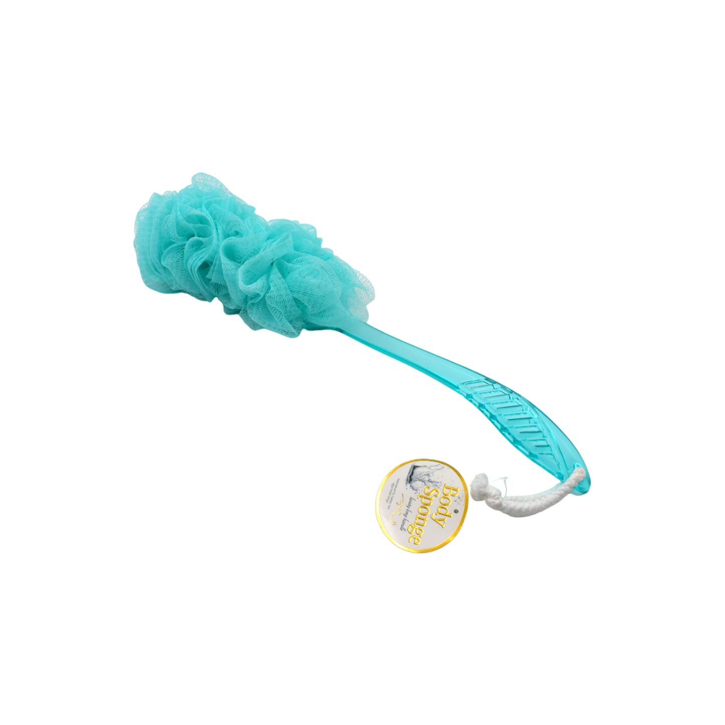 Wukusy 6702a loofah back scrubber with long handle, soft nylon mesh bath sponge for shower and body cleaning, bathroom accessory