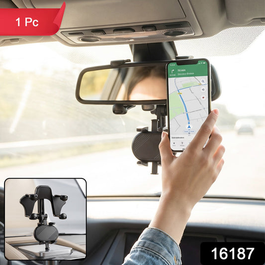 Adjustable Car Rear View Mirror Phone Holder For Navigation And Driving (1 Pc)