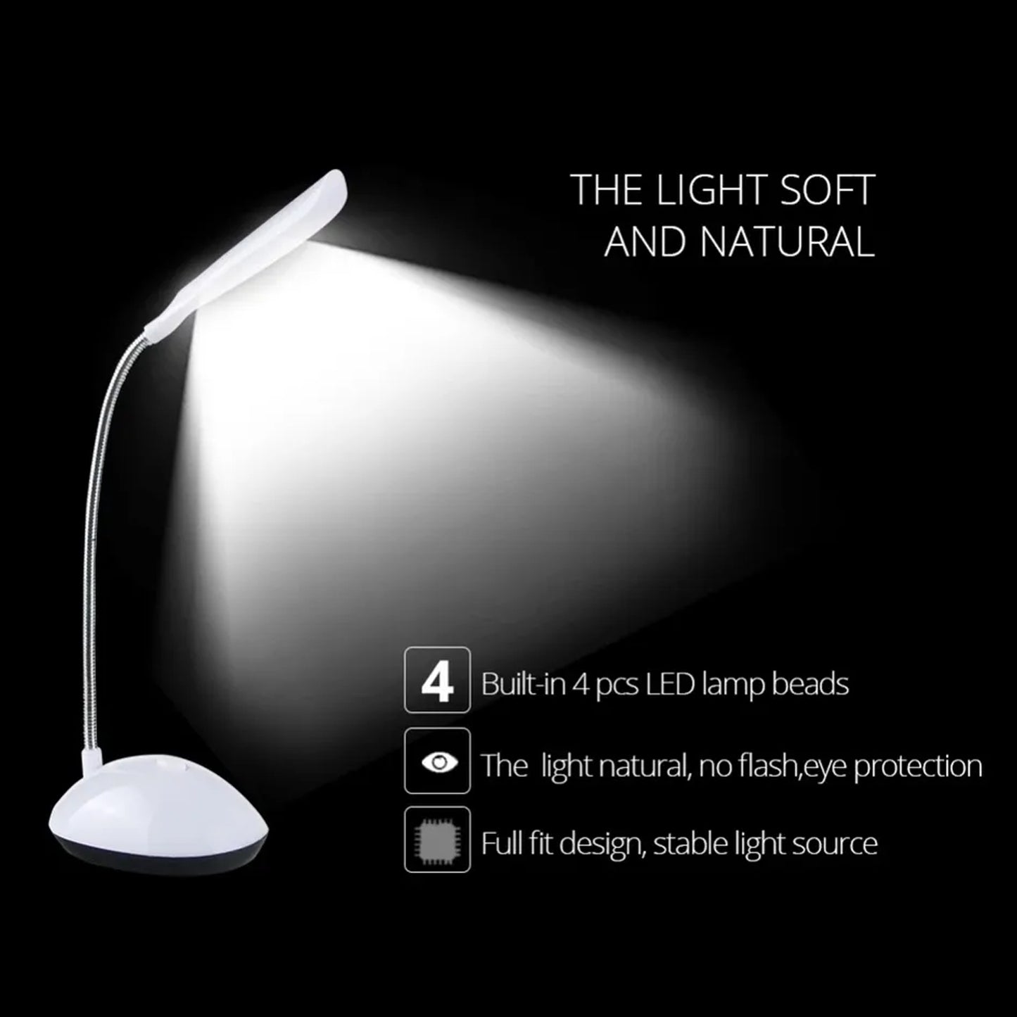 0255a Fashion Wind Led Desk Light Led Lamps Button Control Portable Flexible Neck Eye-caring Table Reading Lights For Readingrelaxationbedtime