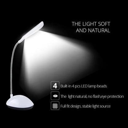 0255a Fashion Wind Led Desk Light Led Lamps Button Control Portable Flexible Neck Eye-caring Table Reading Lights For Readingrelaxationbedtime