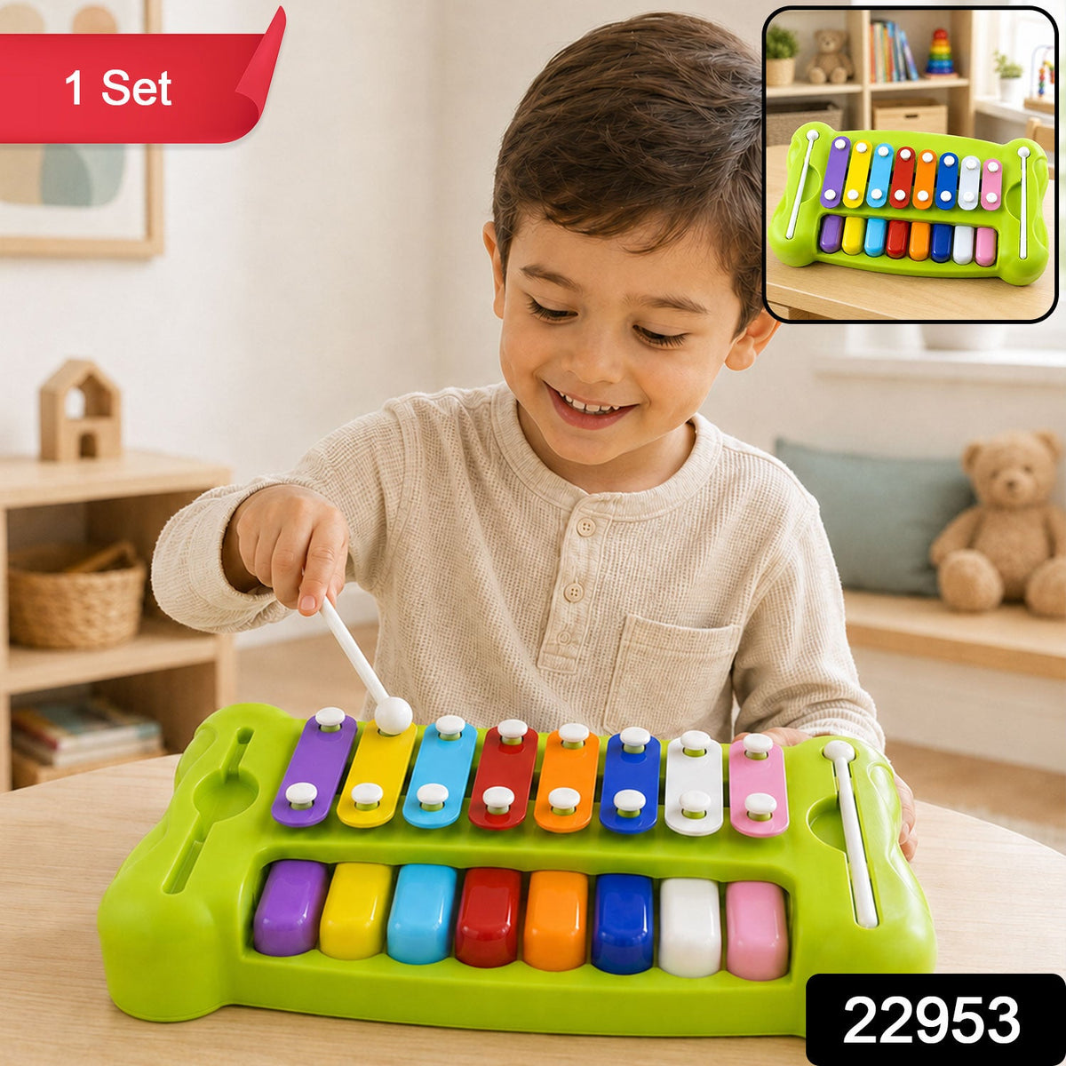 Kids Piano Xylophone Musical Toy With Keyboard And Mallets For Creative Learning