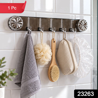 Multipurpose Wall Storage Rack With 5 Folding Hooks And Suction Locks (1 Pc)