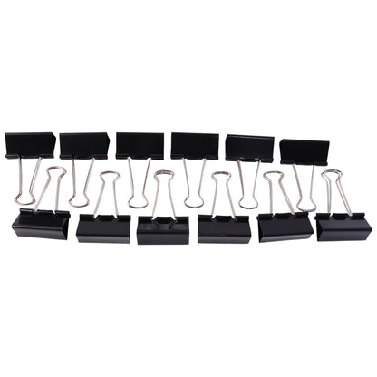 Heavy Duty Black Metal Binder Clips (25 Mm 12 Pieces Set)
