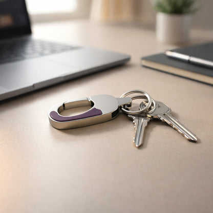 Wukusy premium stainless steel carabiner keychain with secure locking clip, featuring a sleek, durable design for key organization.