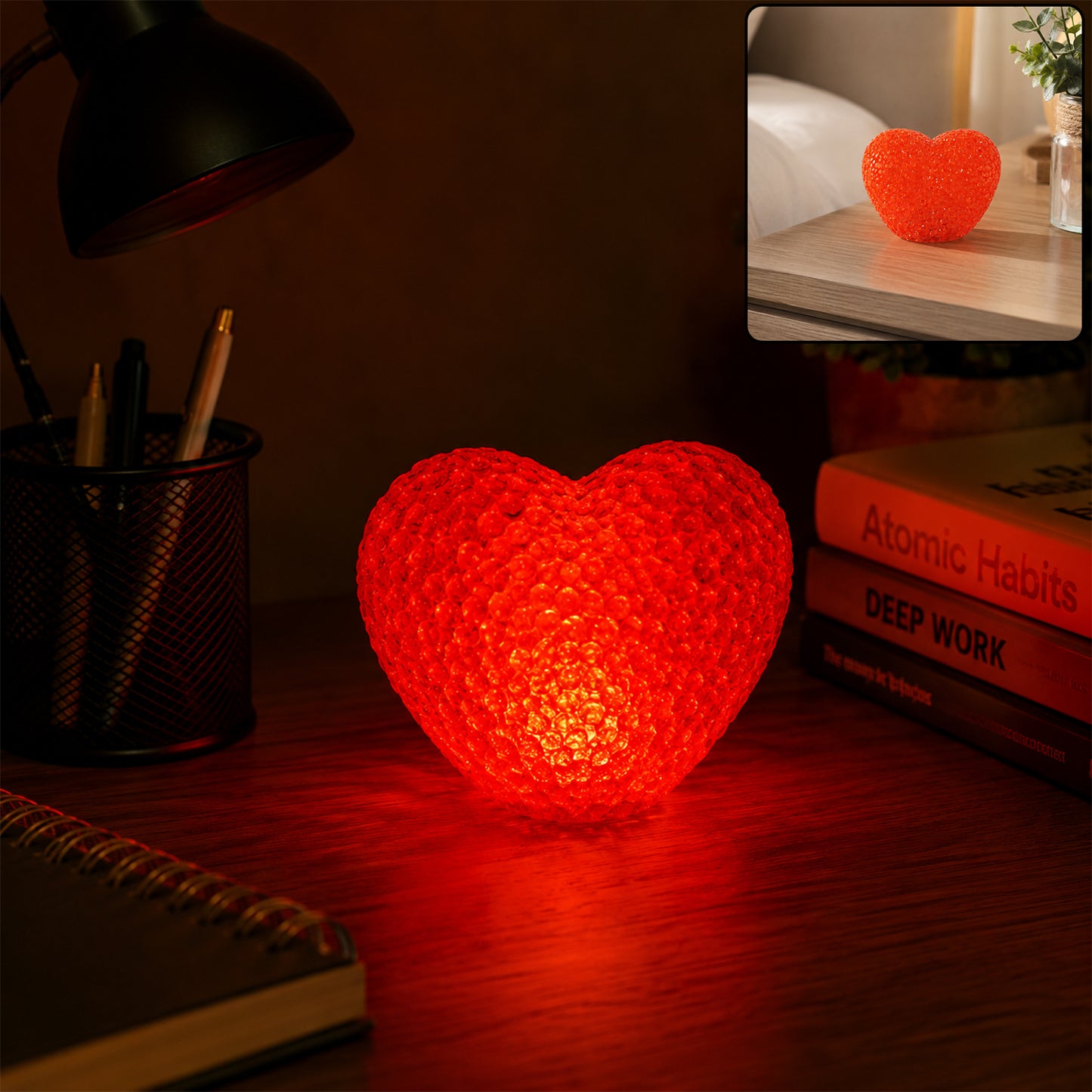 Wukusy cartoon-shaped LED night lamp with crystal texture emitting a soft glow, perfect for kids' bedrooms.