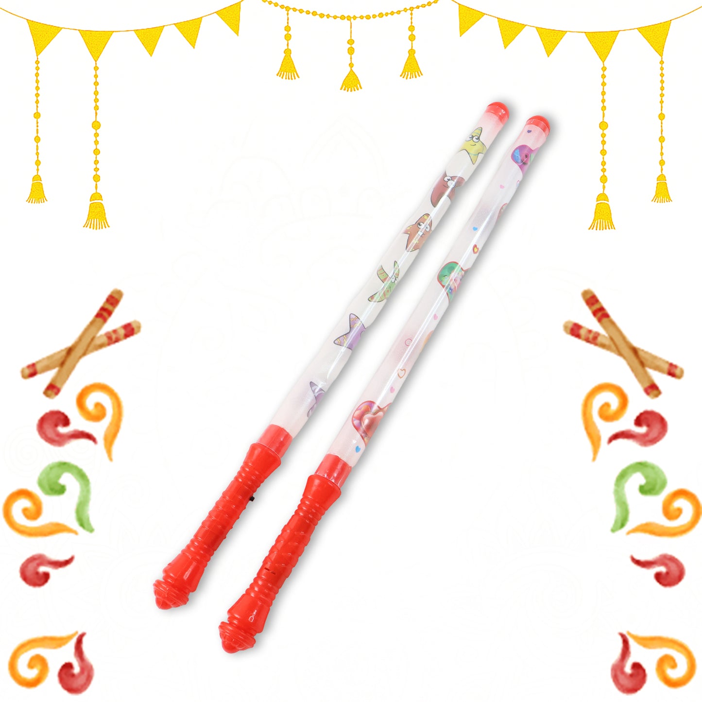2 Piece Led Dandiya Sticks Set  Color Changing Light-up