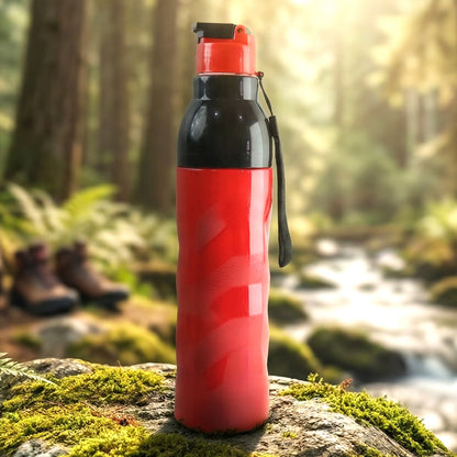 Wukusy plastic sports water bottle, 1000 ml capacity, with a screw-on lid, clear design, ideal for active hydration.
