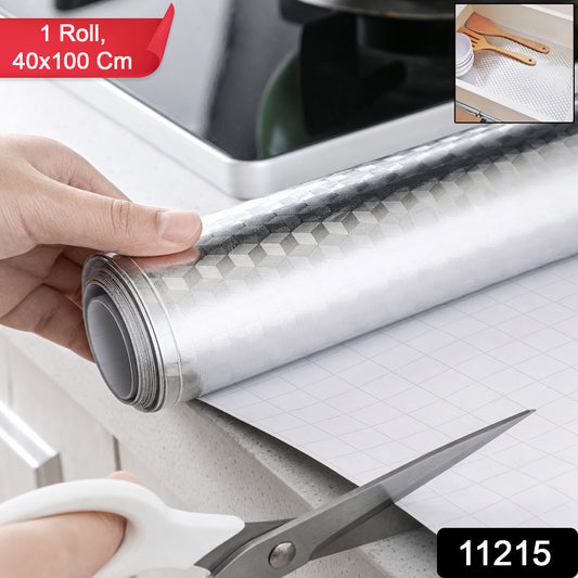 Wukusy aluminium foil paper roll for kitchen wrapping, food storage, cooking, and baking, shown unrolled on a kitchen surface.
