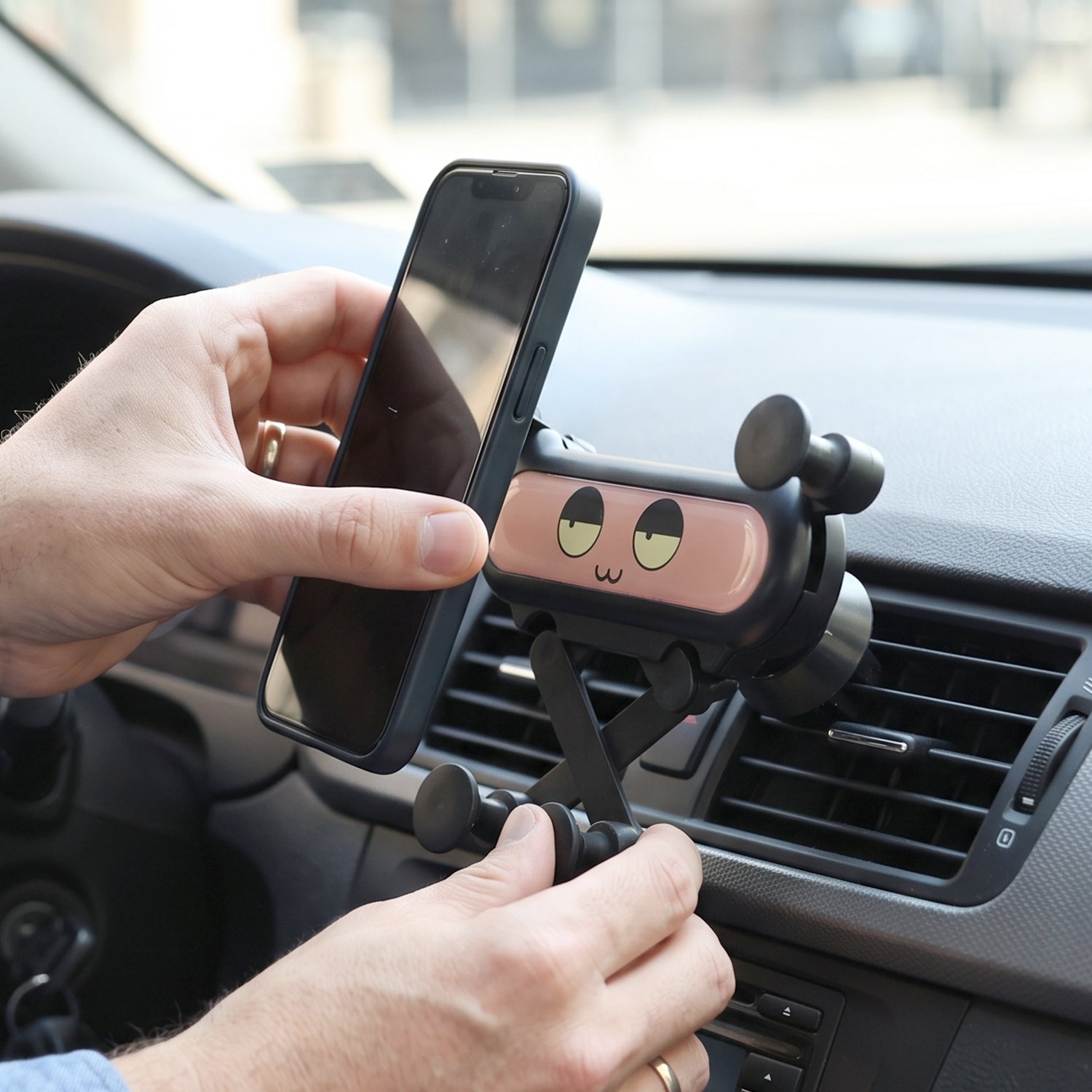Cute Car Mobile Phone Holder With Air Vent Mount And Secure Grip Design (1 Pc)