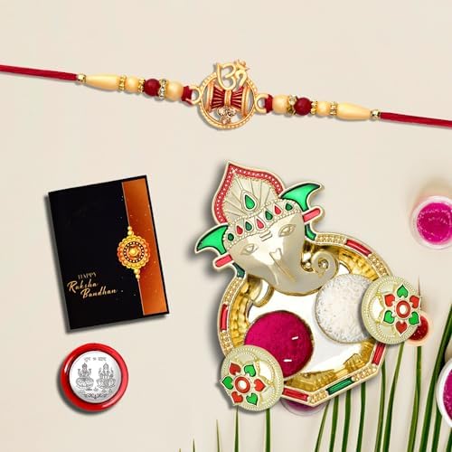 Rakhi For Brother Set Of 1 With Dish Silver Coin  Greeting Card Rakhi For Brother And Bhabhi Rakhi With Gift For Brother Rakhi For Kids Rakhi Set Rakhi Combo (K1_259_aa3)