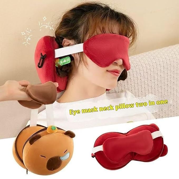 2 in 1 Travel Pillow Set with Eye Mask