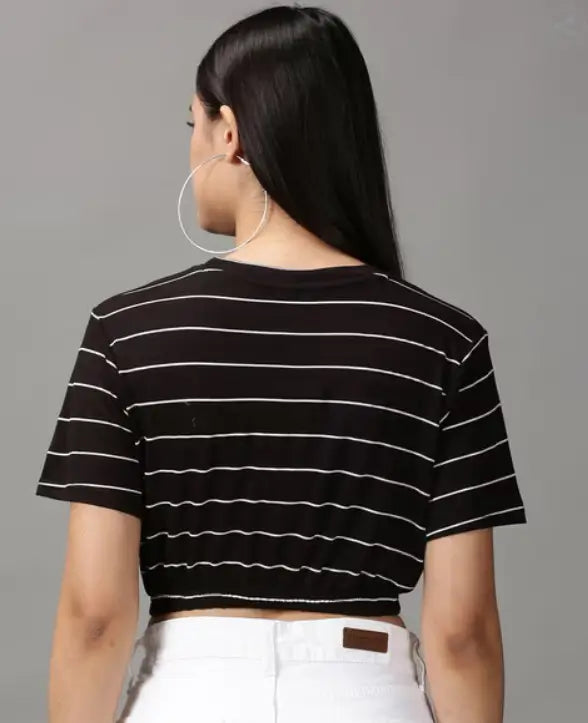 Pretty Graceful Striped Women Tops & Tunics – Lycra Sleeveless Crop Top