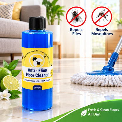 Dropdash anti-fly and mosquito floor cleaner in 200 ML bottle, fresh scent, designed to repel insects and clean floors effectively.