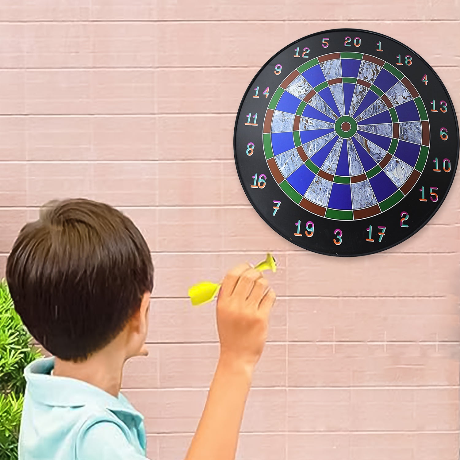 Wukusy Magnetic Dart Board Game Set with 6 soft-tip darts, colorful target with magnetic surface for safe, fun play.