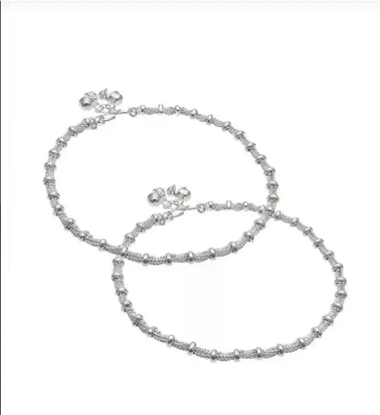 Fancy Matte Finish Payaliya – 2 Pair Chain Anklets for Women & Girls, Sterling Brass & Copper, Standard Free Size