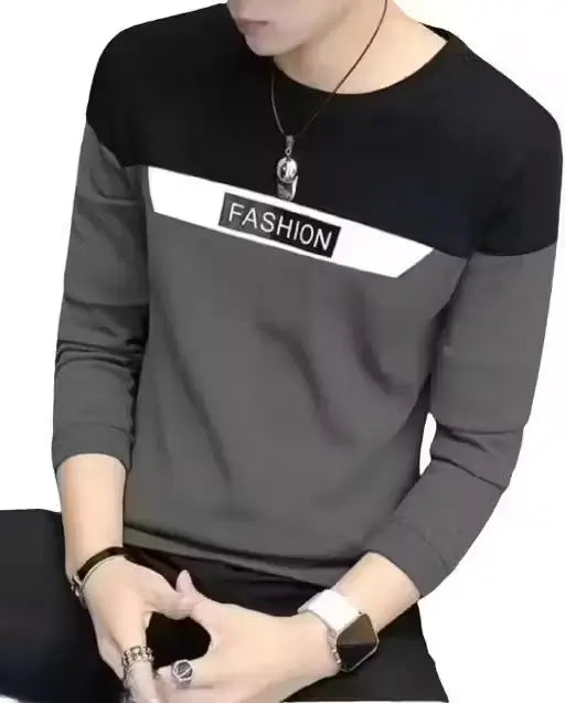 Men’s Round Neck Cotton Blend Full Sleeve Printed T-shirt – S to XXL.