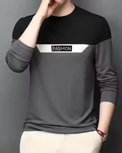 Men’s Round Neck Cotton Blend Full Sleeve Printed T-shirt – S to XXL.