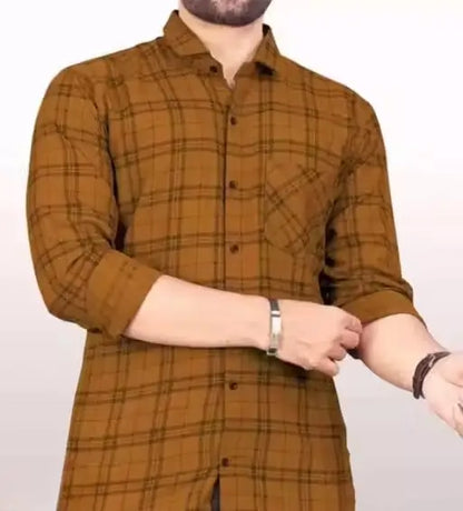 Men’s Cotton Blend Full Sleeve Checked Shirt – Formal, Casual & Partywear, M to XXL.