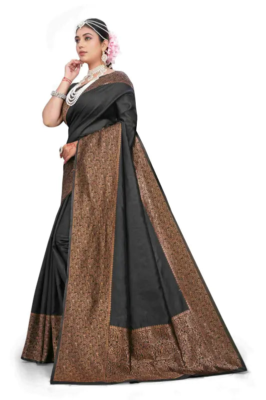 Silk Saree  The Royal Black Copper Zari Collection