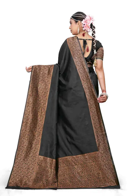 Silk Saree  The Royal Black Copper Zari Collection