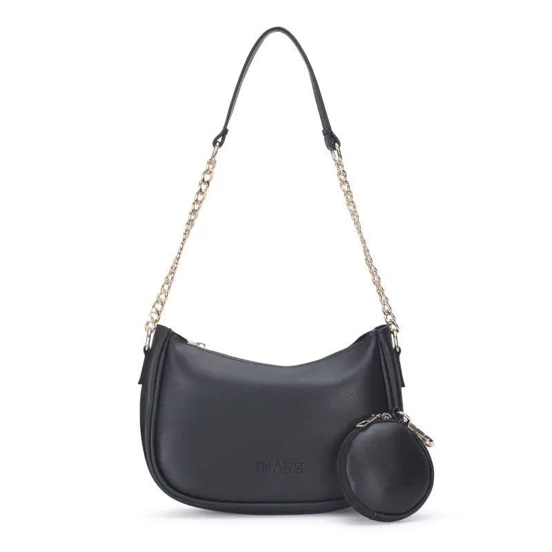 Small Classic Chain Shoulder Bag Black | Vegan Leather Women & Girl's Handbag