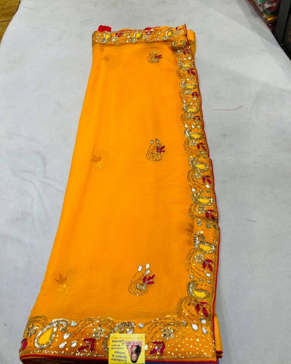 Embroidery Cording And Sequin Work Saree