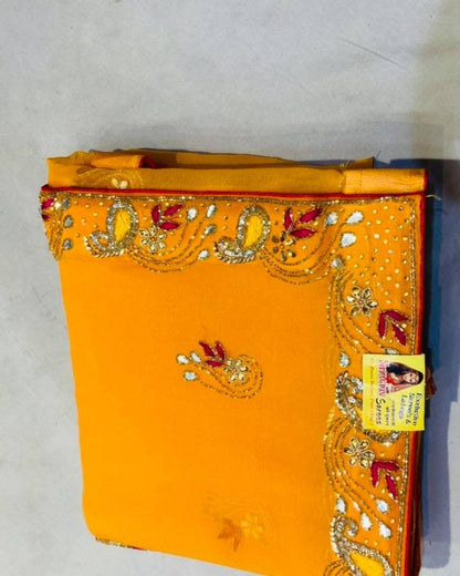 Embroidery Cording And Sequin Work Saree
