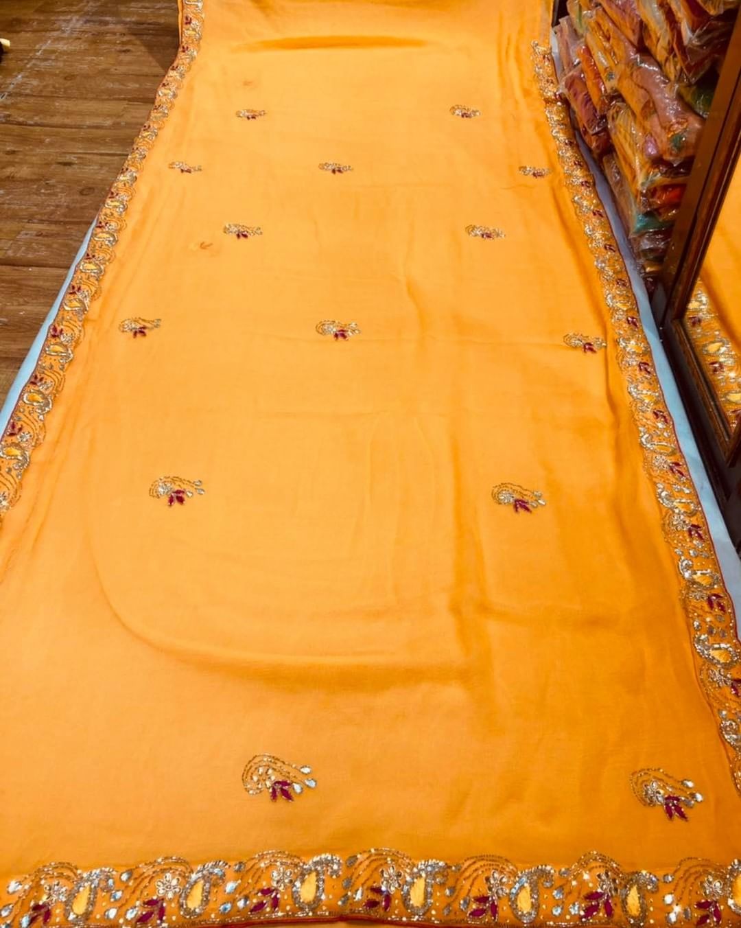 Embroidery Cording And Sequin Work Saree