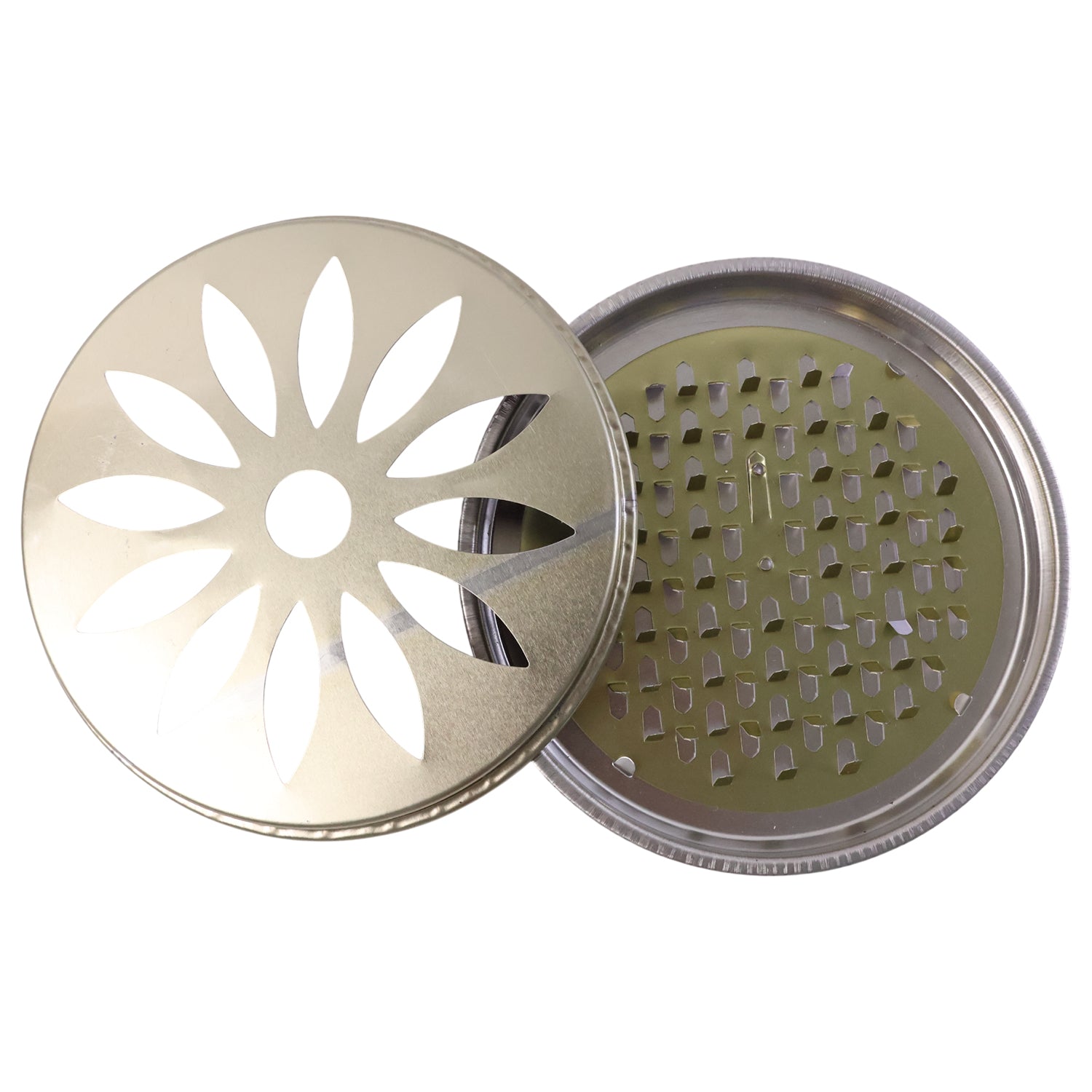 Wukusy 2-in-1 metal mosquito coil stand and incense burner, 15x15 cm, with a circular design and perforated surface for coil placement.