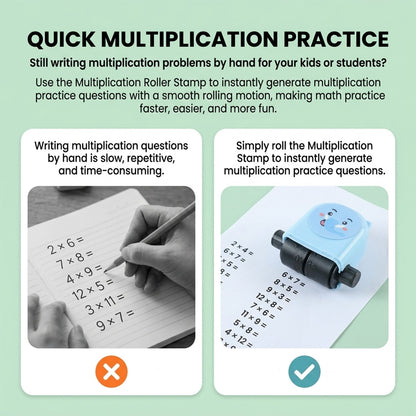 Kids Multiplication Practice Math Roller Stamp With Refillable Ink Bottle (1 Pc)