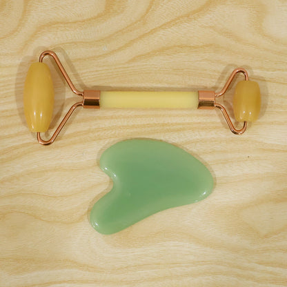 Facial Roller And Gua Sha Set With Dual Roller Heads For Daily Face Care (1 Set)