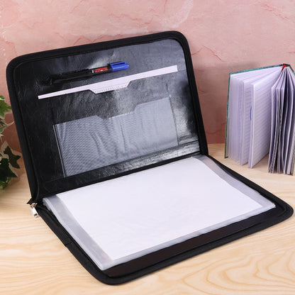 Wukusy Aerotix A4 portfolio file with zipper, 20-leaf professional document organizer folder, black with multiple document slots