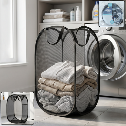 Large Foldable Mesh Laundry Basket Durable Clothes Hamper (1 Pc 36x36x60cm)