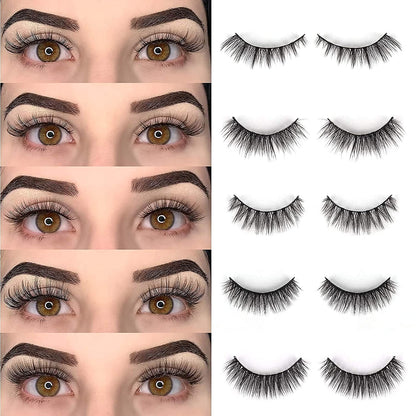 Magnetic Eyelashes, Long Natural Eyelashes, Fake Mink False Eyelashes Volume Eyelashes(Pack of 10)