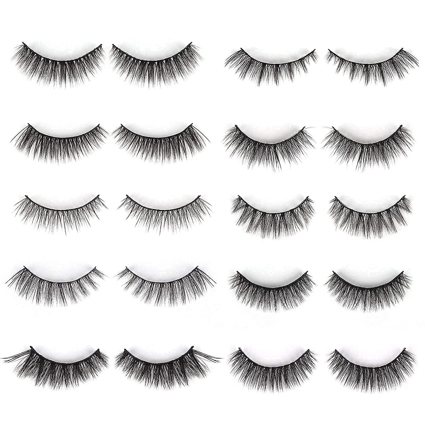 Magnetic Eyelashes, Long Natural Eyelashes, Fake Mink False Eyelashes Volume Eyelashes(Pack of 10)
