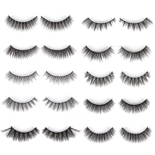 Long natural magnetic false eyelashes by Drpshippr, faux mink volume eyelashes for a full, natural look in a pack of 10.