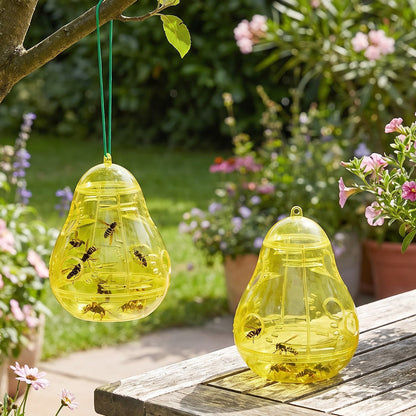 Plastic Hanging Wasp Catcher Outdoor Reusable Insect Trap For Garden Use (2 Pc)