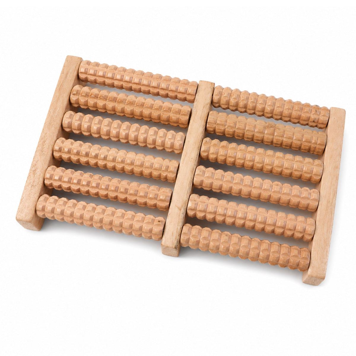 Manual Wooden Dual Foot Roller Massager With Textured Rollers For Home (1 Piece)
