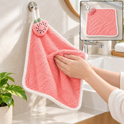 Soft Decorative Hanging Hand Towel With Fruit Motif For Kitchen And Bathroom Use (1 Pc)
