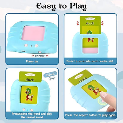 English Talking Flash Cards from FIZZI SHOP for educational game toys, featuring colorful cards with spoken word prompts.