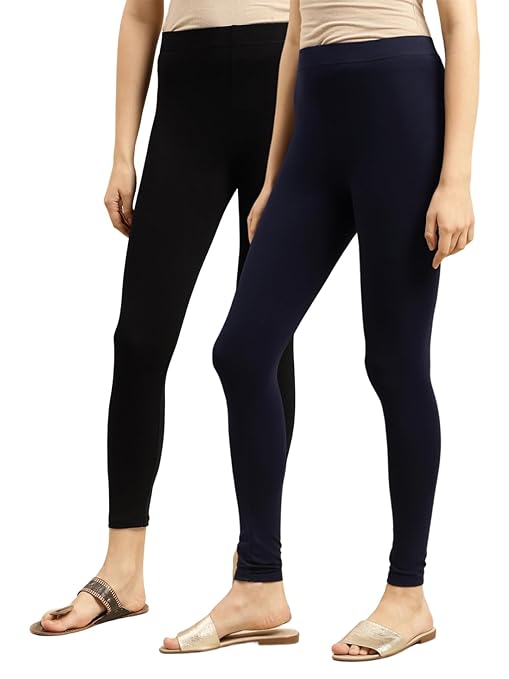 Set of two women’s cotton ankle-length leggings by FIZZI SHOP, comfortable and versatile for everyday wear.