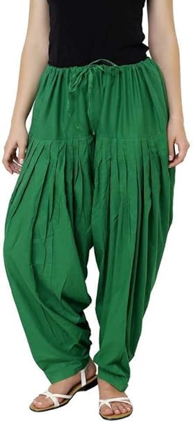 Classy Green Woman Plain Cotton Patiala Salwar