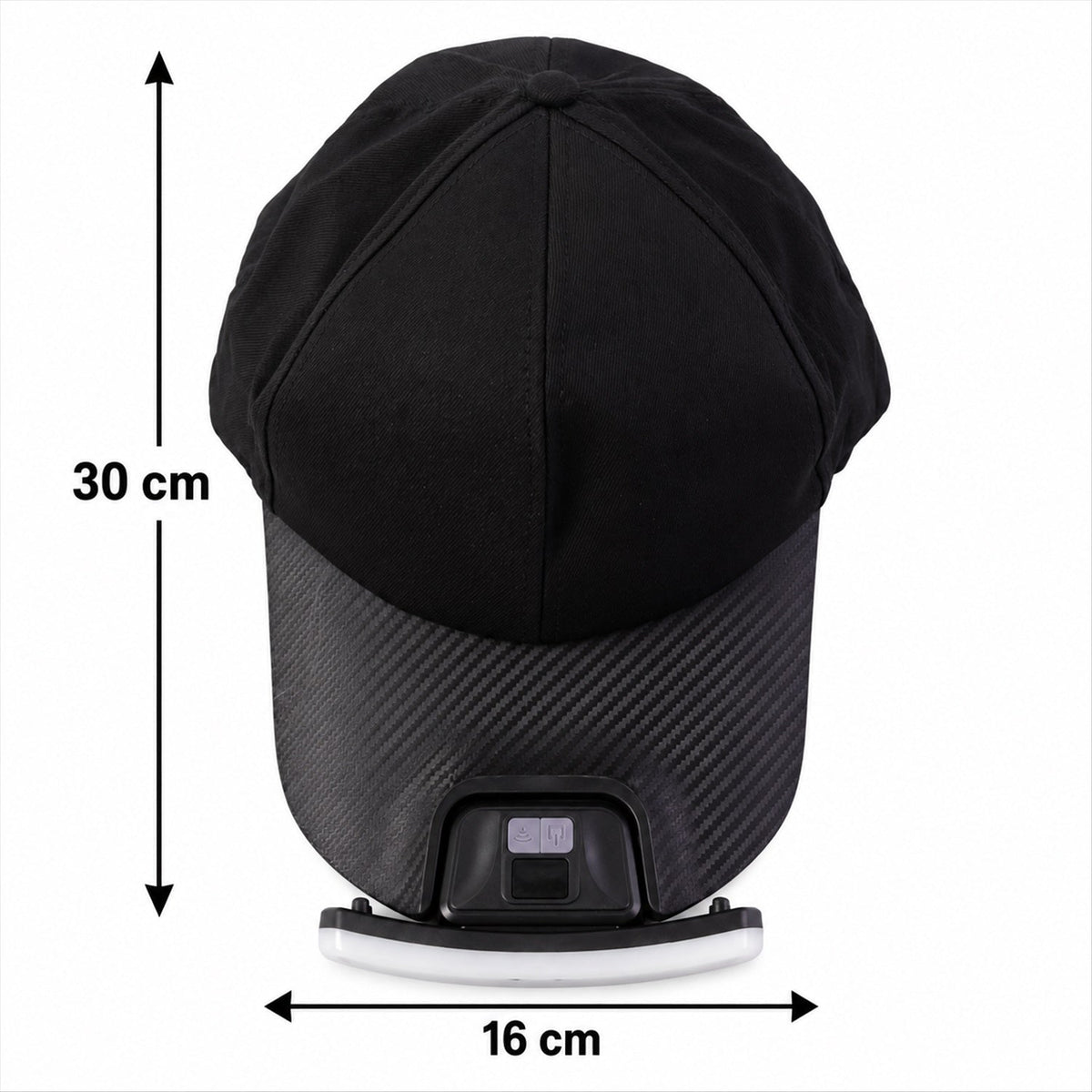 Wukusy USB rechargeable LED hat light attached to a cap, ideal for camping and outdoor activities, with motion sensor feature.