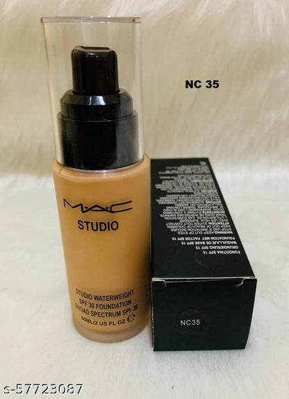 Drpshippr Foundation NC 35 bottle with pump, creamy texture, and beige color suitable for medium skin tone.
